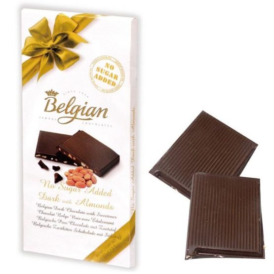 Belgian No Sugar Added Dark Chocolate with Almond 100G