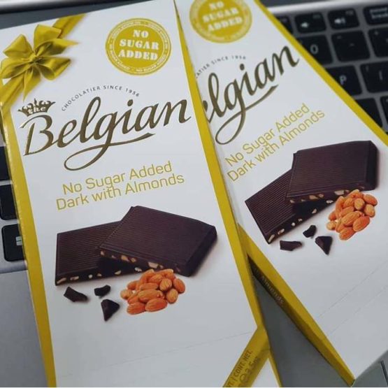 Belgian No Sugar Added Dark Chocolate with Almond 100G