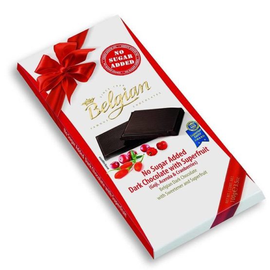 Belgian No Sugar Added Dark Chocolate with Superfruit 100G