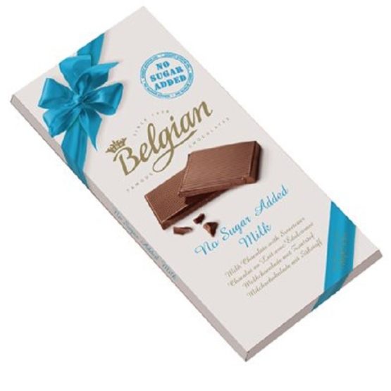 Belgian No Sugar Added Milk Chocolate Bar 100G