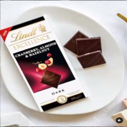 Lindt Excellence Cranberry Almond & Hazelnut Dark 100G