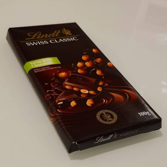 Lindt Swiss Dark Chocolate with Hazelnut Bar 100G