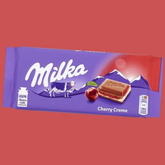 Milka Cherry Creme Milk Chocolate Bar 100G