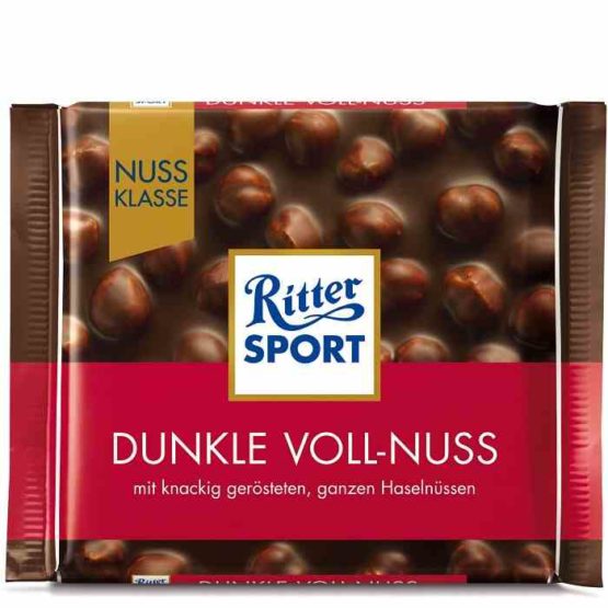 Ritter Sport Dark Whole Hazelnut Chocolate Bar 100G