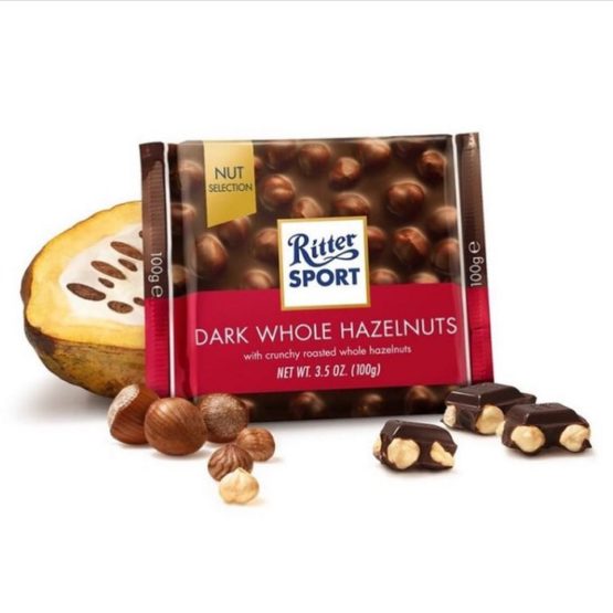 Ritter Sport Dark Whole Hazelnut Chocolate Bar 100G