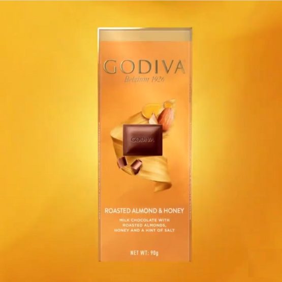 Godiva Roasted Almond & Honey Milk Chocolate Bar 90G