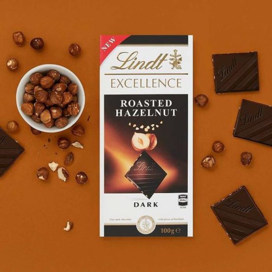 Lindt Excellence Roasted Hazelnut Dark Chocolate Bar 100G