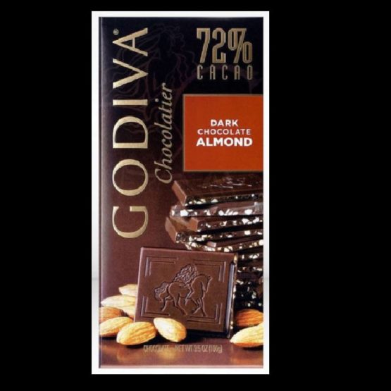 Godiva Chocolatier 72% Cacao Dark Chocolate Almond Bar 100G