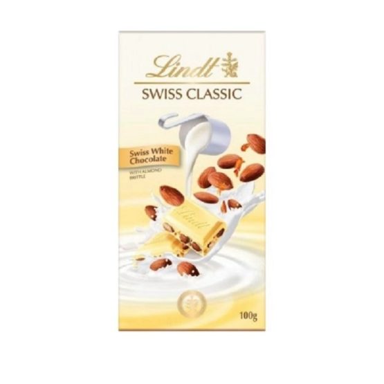 Lindt Swiss Classic White Chocolate with Almond Bar 100G