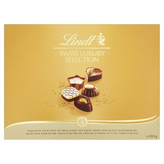 Lindt Swiss Luxury Finest Selection of Dark, Milk and White Chocolate Pralines 195G